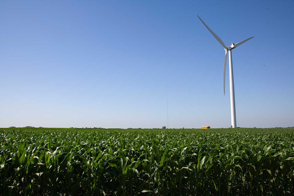 WCROC crops and wind turbine